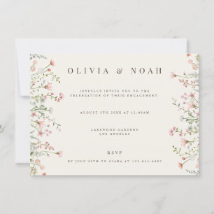 Eenvoudige Boho Wildflower Engagement Party Uitnod Kaart