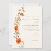 Eenvoudige Boho Wildflower Fall Wedding Kaart (Voorkant)