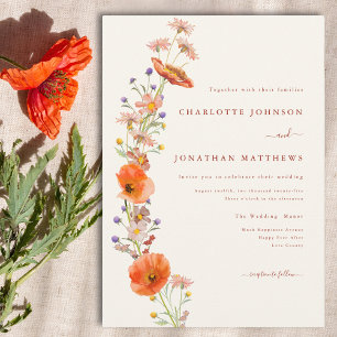 Eenvoudige Boho Wildflower Fall Wedding Kaart
