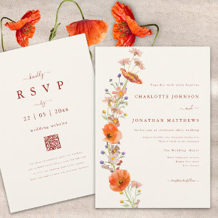 Eenvoudige Boho Wildflower Fall Wedding Kaart