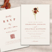 Eenvoudige Boho Wildflower Fall Wedding Kaart