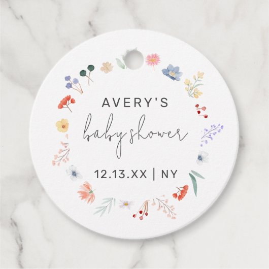 Eenvoudige Boho Wildflower Lijst Baby shower Bedankjes Labels (Voorkant)