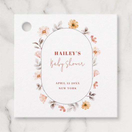 Eenvoudige Boho Wildflower Lijst Baby shower Bedankjes Labels (Voorkant)