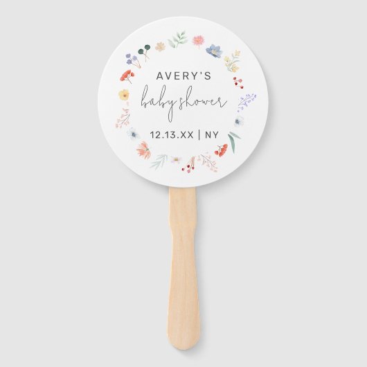 Eenvoudige Boho Wildflower Lijst Baby shower Handwaaier (Voorkant)