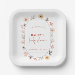 Eenvoudige Boho Wildflower Lijst Welkom Baby showe Papieren Bordje