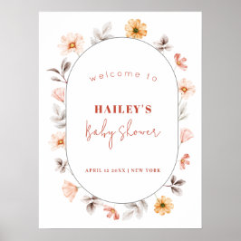 Eenvoudige Boho Wildflower Lijst Welkom Baby showe Poster