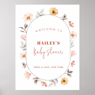 Eenvoudige Boho Wildflower Lijst Welkom Baby showe Poster