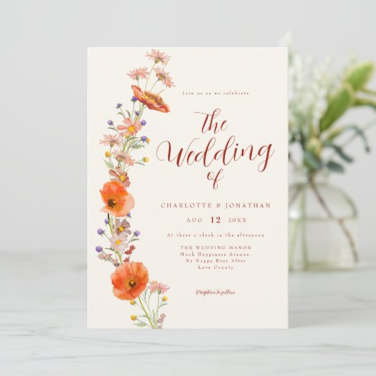 Eenvoudige Boho Wildflower QR-code Kaart (Staand voorkant)