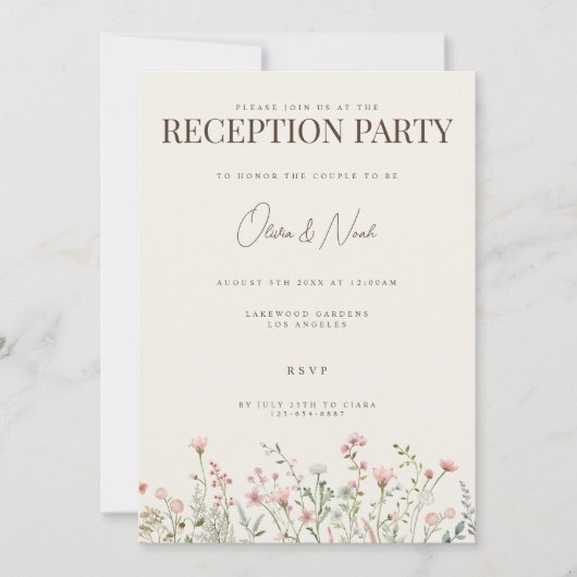 Eenvoudige Boho Wildflower Receptie Uitnodiging Ka (Voorkant)