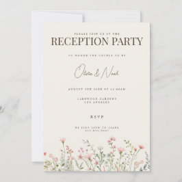 Eenvoudige Boho Wildflower Receptie Uitnodiging Ka