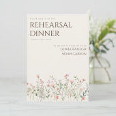 Eenvoudige Boho Wildflower repetitie diner uitnodi Kaart (Staand voorkant)