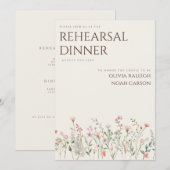 Eenvoudige Boho Wildflower repetitie diner uitnodi Kaart (Voorkant / Achterkant)