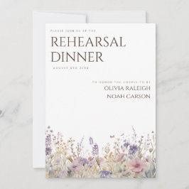 Eenvoudige Boho Wildflower repetitie diner uitnodi Kaart