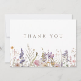 Eenvoudige Boho Wildflower White bedankje Bedankkaart