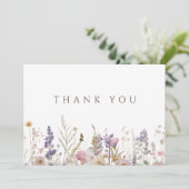 Eenvoudige Boho Wildflower White bedankje Bedankkaart (Staand voorkant)