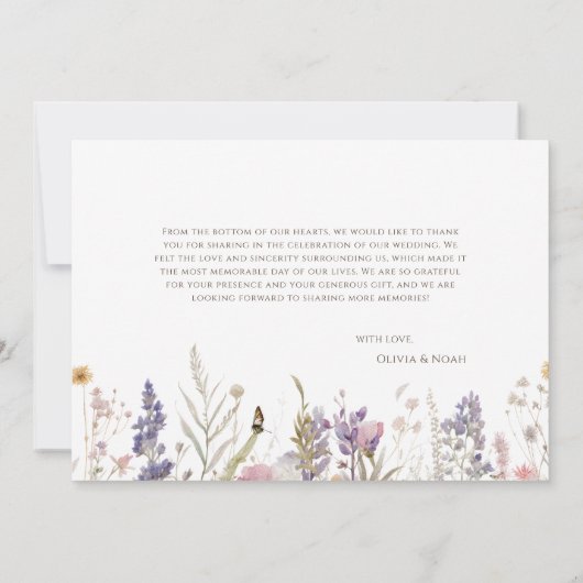 Eenvoudige Boho Wildflower White bedankje Bedankkaart (Achterkant)