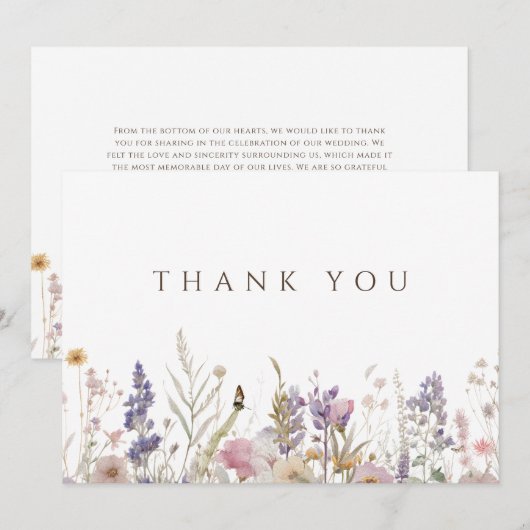 Eenvoudige Boho Wildflower White bedankje Bedankkaart (Voorkant / Achterkant)