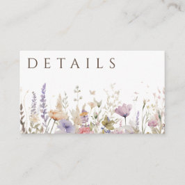 Eenvoudige Boho Wildflower White Details Informatiekaartje