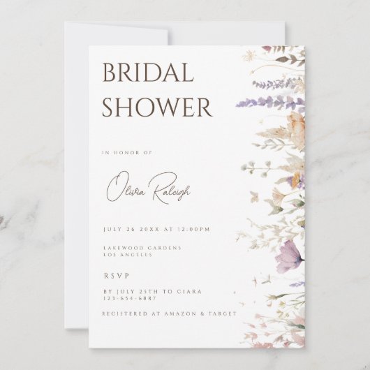 Eenvoudige Boho Wildflower Wit Vrijgezellenfeest K Kaart (Voorkant)