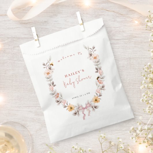 Eenvoudige Boho Wildflower Wreath Welkom Baby show Bedankzakje (Geknipt)