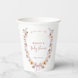 Eenvoudige Boho Wildflower Wreath Welkom Baby show Papieren Bekers