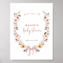 Eenvoudige Boho Wildflower Wreath Welkom Baby show Poster