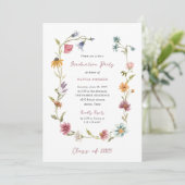 Eenvoudige Boho Wildflowers Krans | afstudeerfeest Kaart (Staand voorkant)