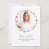 Eenvoudige Boho Wildflowers Krans | afstudeerfeest Kaart (Achterkant)