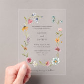 Eenvoudige Boho Wildflowers Krans | Bruiloft Acryl Uitnodigingen (Insitu (Draagbaar))