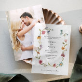 Eenvoudige Boho Wildflowers Krans | Bruiloft Vellum Uitnodigingen