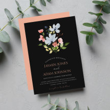 Eenvoudige Boho Zwart en Roze Bloemen Bruiloft