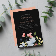 Eenvoudige Boho Zwart en Roze Bloemen Bruiloft