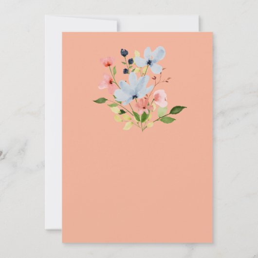 Eenvoudige Boho Zwart en Roze Bloemen Bruiloft Kaart (Achterkant)