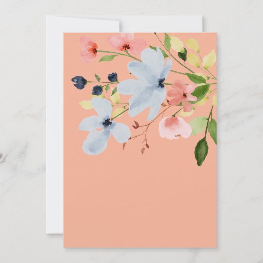 Eenvoudige Boho Zwart en Roze Bloemen Bruiloft Save The Date (Achterkant)