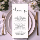 Eenvoudige Boho Zwart-wit Wedding Menu Kaarten