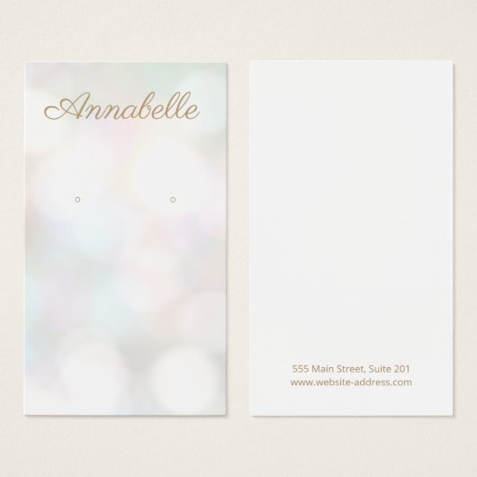 Eenvoudige Bokeh-juwelen-oorenkaart Visitekaartje (Voorkant /achterkant)