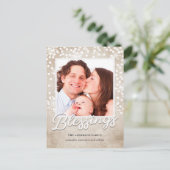 Eenvoudige Bokeh zegeningen Religieuze Kerstmis Feestdagenkaart (Staand voorkant)