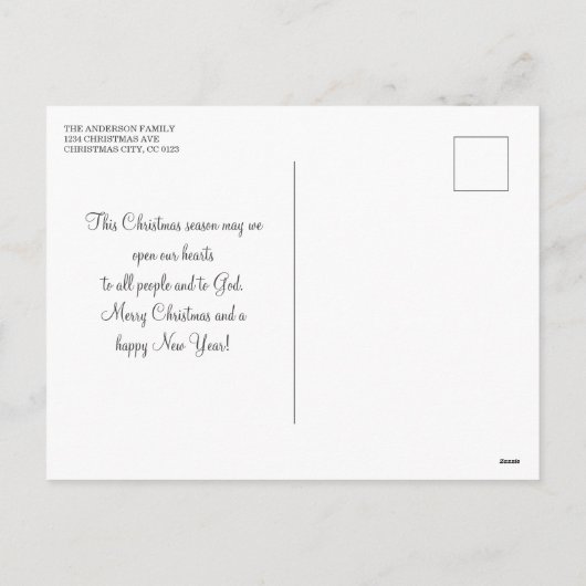 Eenvoudige Bokeh zegeningen Religieuze Kerstmis Feestdagenkaart (Achterkant)