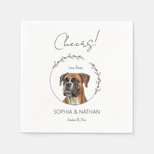 Eenvoudige bokser hond bruiloft cocktail servet