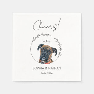 Eenvoudige bokser hond bruiloft cocktail servet
