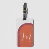 Eenvoudige Bold Coral Magenta Arch met Monogram Bagagelabel (Voorkant (verticaal))
