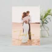 Eenvoudige Bold Date Foto Moderne bruiloft Dank u Folie Uitnodiging (Staand Voorkant)