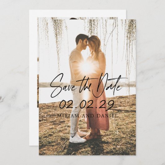 Eenvoudige Bold Date Foto Moderne bruiloft Save The Date (Voorkant / Achterkant)