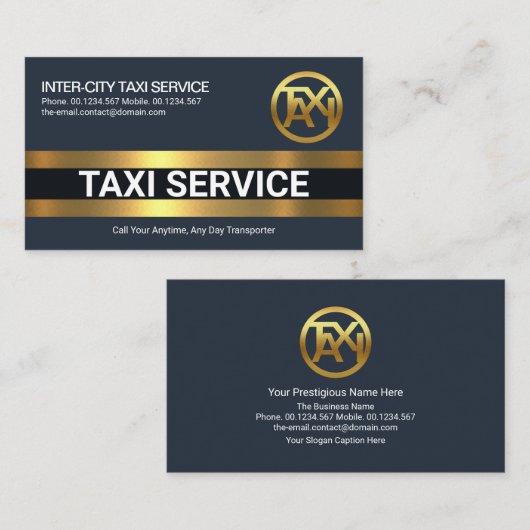 Eenvoudige 'Bold Gold Line'-laders Taxi Cab Driver Visitekaartje (Voorkant / Achterkant)