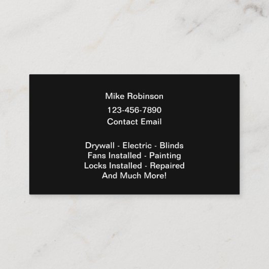 Eenvoudige Bold Handyman Style Visitekaartjes (Achterkant)