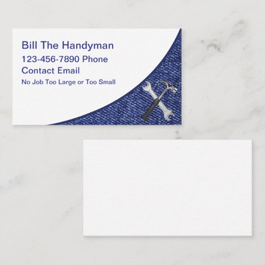 Eenvoudige Bold Handyman Visitekaartjes (Voorkant / Achterkant)