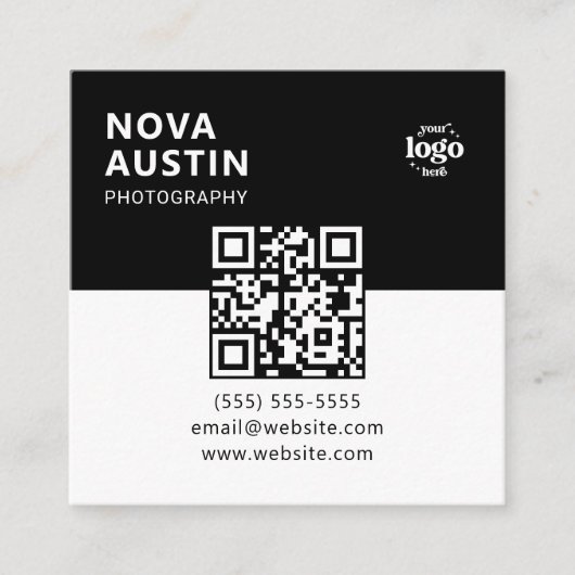 Eenvoudige Bold Minimal Company Logo Moderne QR-co Vierkante Visitekaartje (Voorkant)