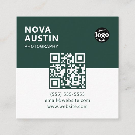 Eenvoudige Bold Minimal Company Logo Moderne QR-co Vierkante Visitekaartje (Voorkant)