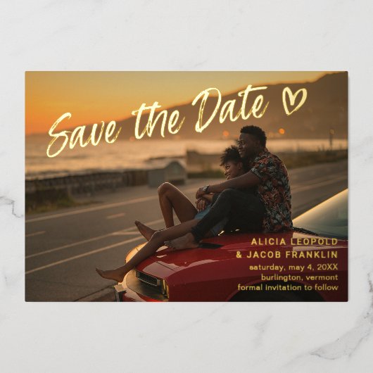 Eenvoudige Bold Modern Wedding Save the Date Folie Uitnodiging (Voorkant)