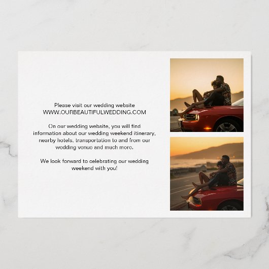 Eenvoudige Bold Modern Wedding Save the Date Folie Uitnodiging (Achterkant)